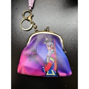 OULGUN Asian Ethnic Art Coin Purse Keychain Kiss Lock Mini Wallet